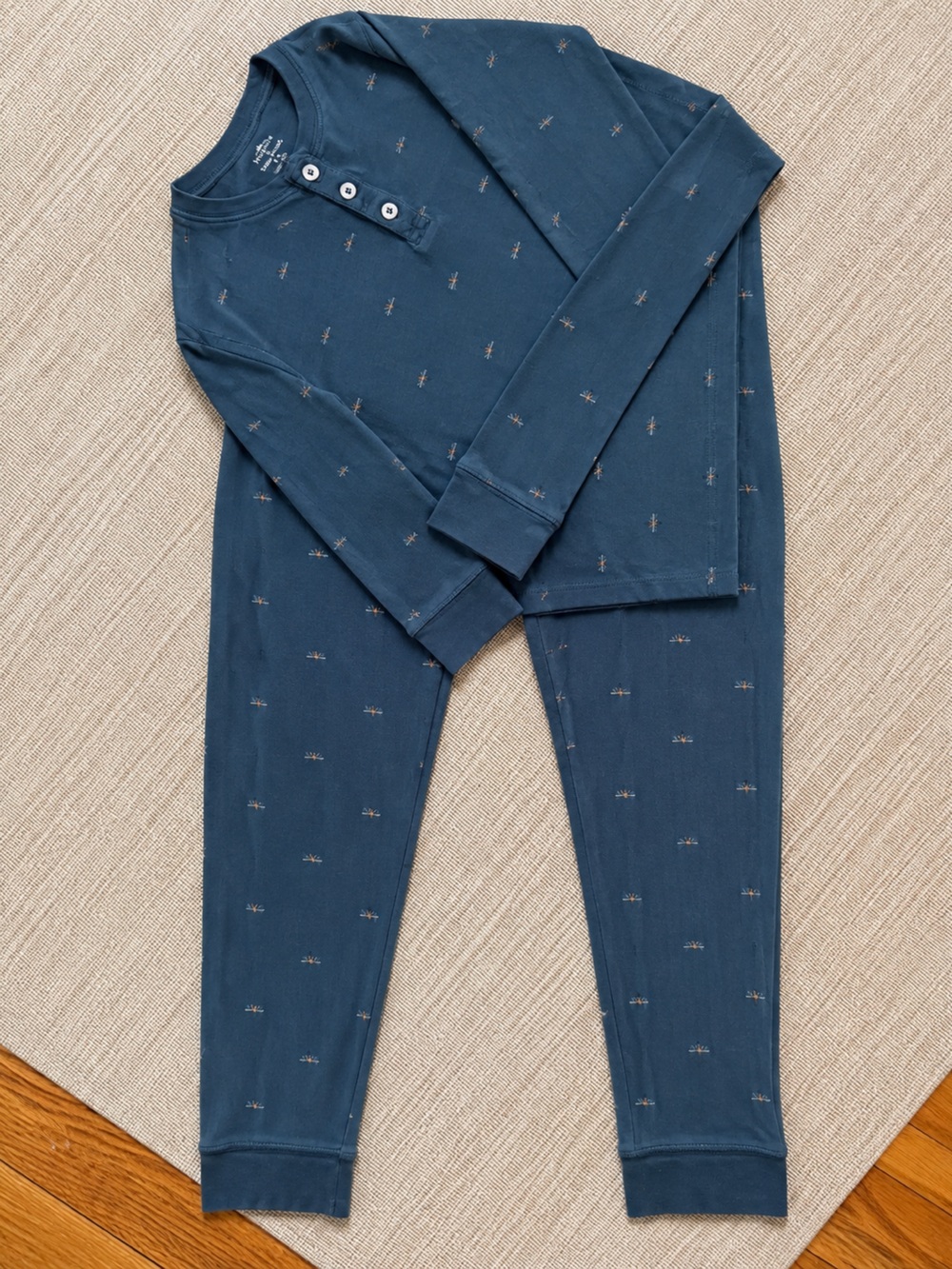Roller Rabbit Kids Blue Printed Long Sleeve Pajama Set size 12